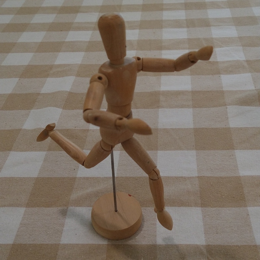 Artists hinged wooden poseable figure statue  9" tall